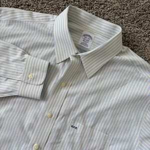 Brooks Brothers Yellow & Blue Striped Long Sleeve Polo Shirt Large Men’s Classic